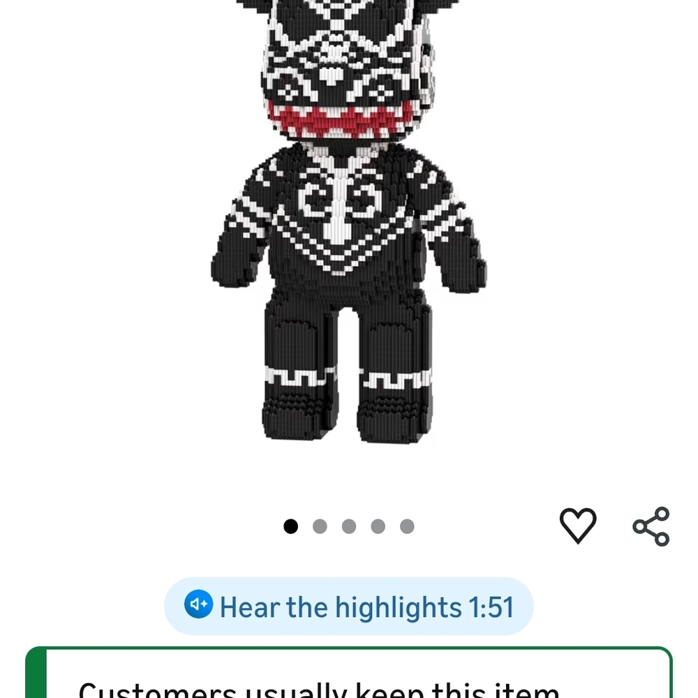 Black and White Building Block Toy Figure